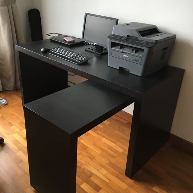 Computer Table (ikea) With Pull Out Panel, Furniture & Home Living