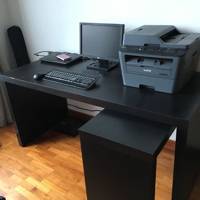 Computer Table (ikea) With Pull Out Panel, Furniture & Home Living