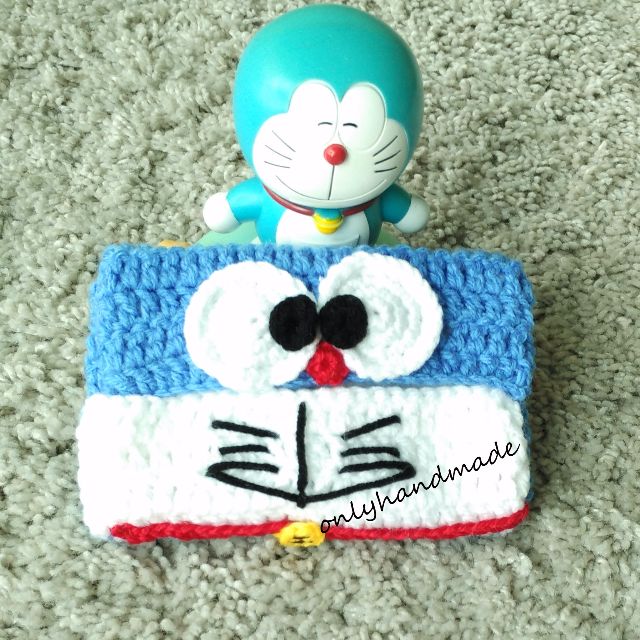 Crochet Doraemon Tissue Pouch Design Craft On Carousell - 