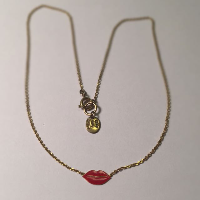 Authentic Medecine Paris Red Lip Gold Necklace, Women's Fashion ...