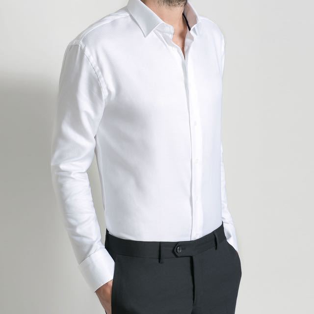 Zara White Slim Fit Shirt, Men's 
