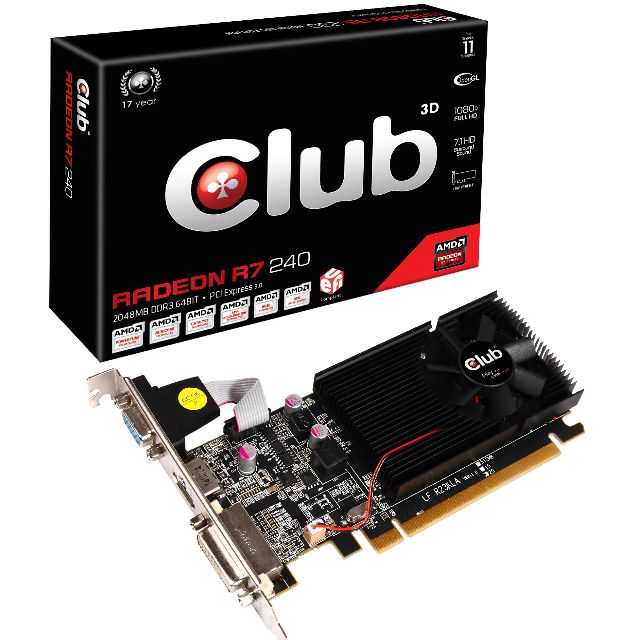 Club 3D Radeon R7 240 2GB Low Profile TDP 35W Max NEW FULL BOX With Warranty