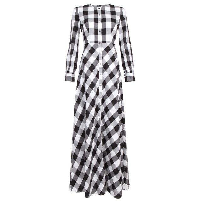 black and white checkered maxi dress
