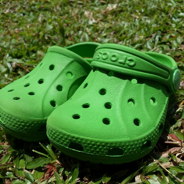bright green crocs