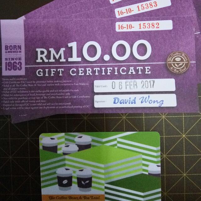 Coffee Bean Rm80 Gift Card + RM40 Cash Voucher Free Shipping ...