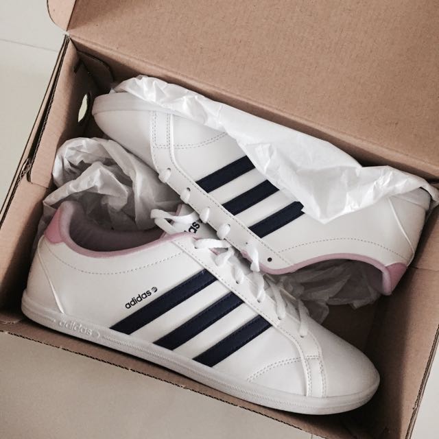 pending) adidas coneo qt vs white pink purple shoes sneakers, Women's  Fashion, Shoes on Carousell