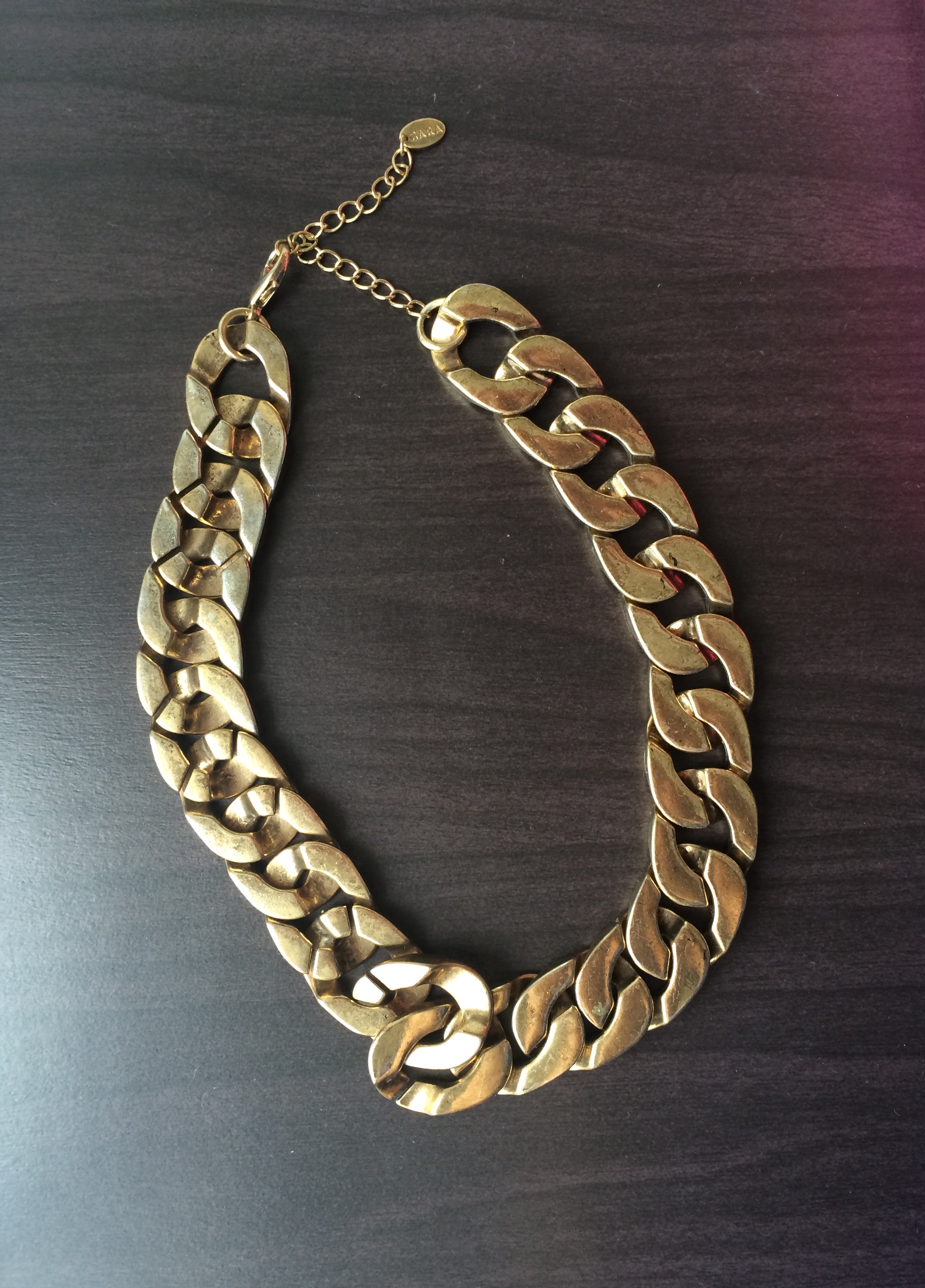 Chunky gold chain link necklace-Zara 