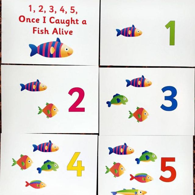 Flashcards Nursery Rhymes 1 2 3 4 5 I Caught A Fish Babies