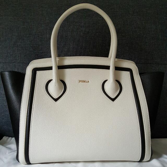 Furla black and white cheap handbag