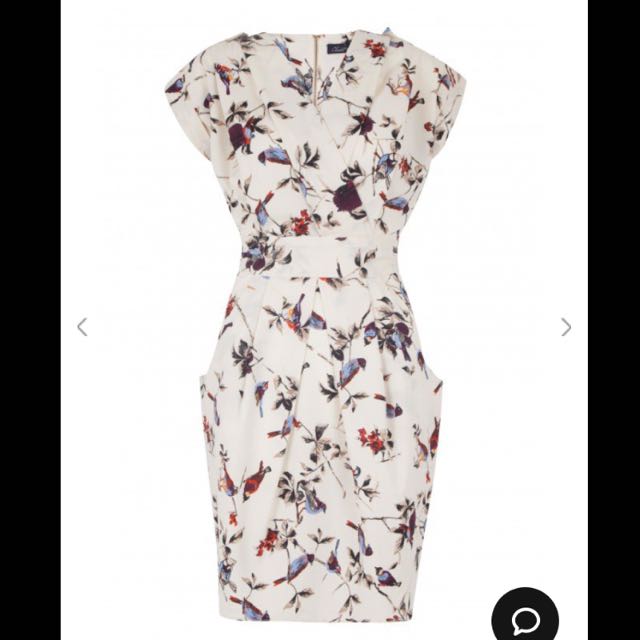 Closet Blu Aldgate Bird Print Cross Over Dress Uk 14 Women S