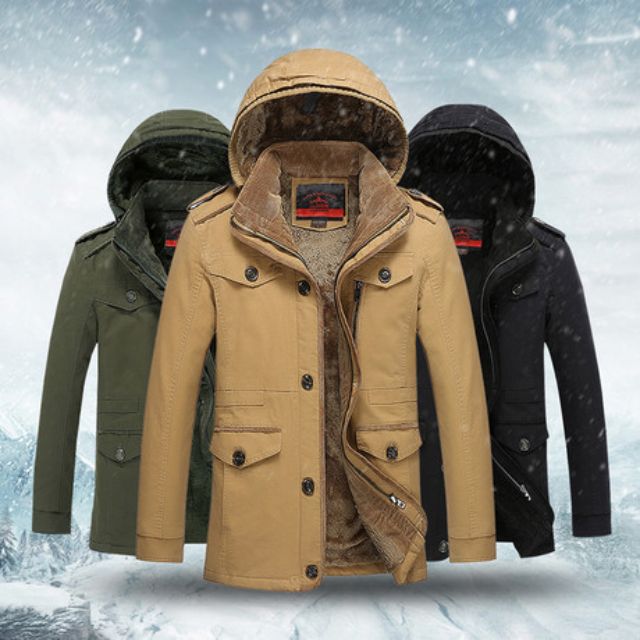 Men Winter Thick Fashion Cotton Jacket Hood Detachable 0 C 10