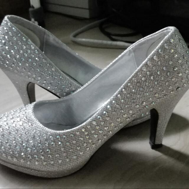 plain silver shoes