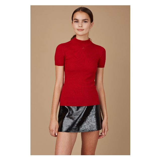 Red Black Short Sleeve Turtleneck Women s Fashion Tops