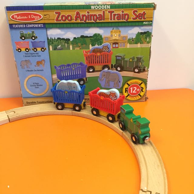 Melissa Doug Zoo Animal Wooden Train Set