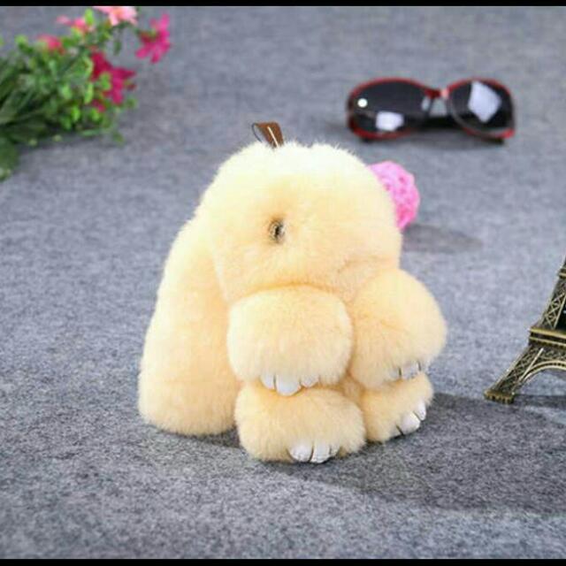 In Stock Kopenhagen Fur Small Peach Bunny Bag Charm Women S Fashion Accessories On Carousell