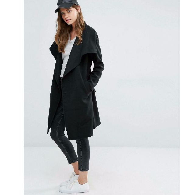 J.D.Y Wrap Coat Black Women s Fashion Coats Jackets and