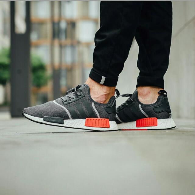 Nmd dark grey solar red store