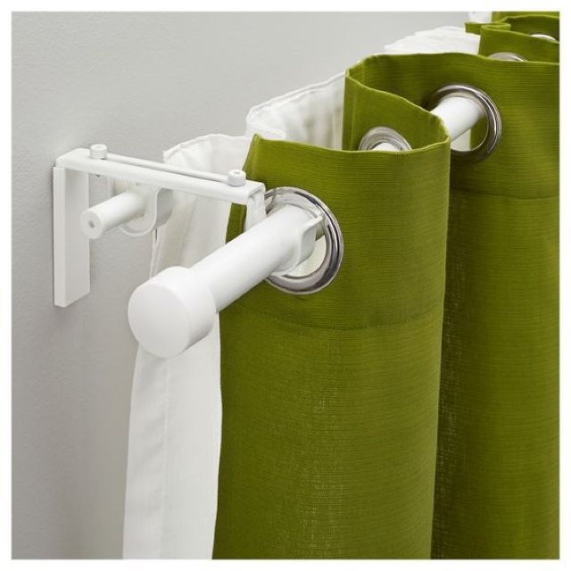 Set Of 2 Ikea Racka Hugad Double Curtain Rods Support Brackets