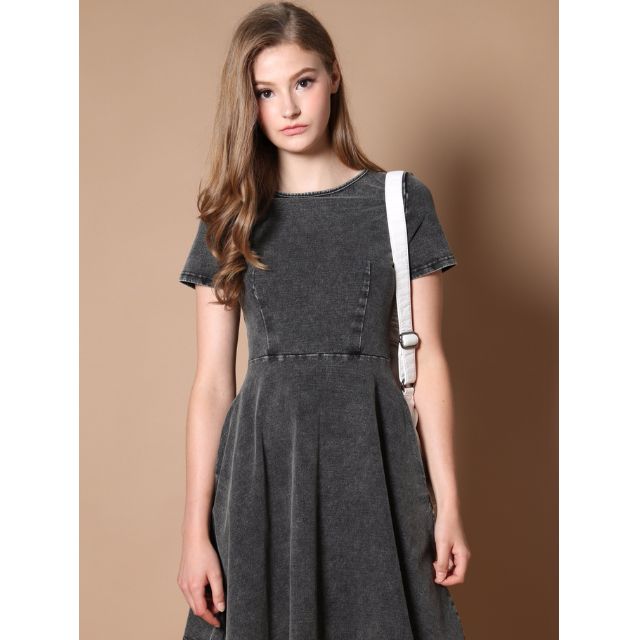 Black denim skater dress Clearance
