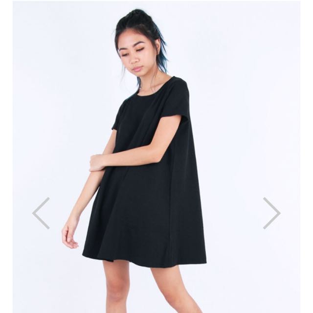 Flutter Babydoll Swing Dress (Black), Women's Fashion, Tops, Sleeveless