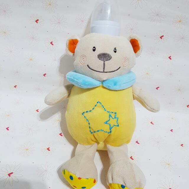 Baby feeder Cover Baby / Milk Bottle Plush Pouch Soft Cover In Mouse Design Light Blue Color