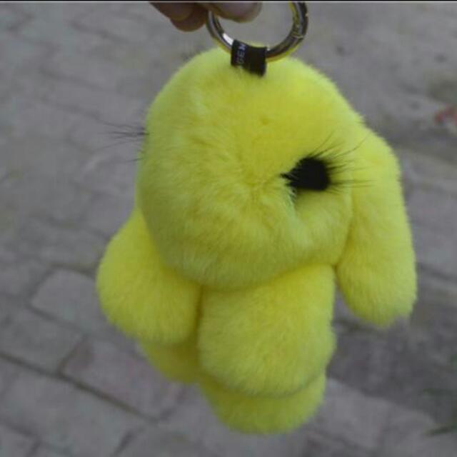 Po Kopenhagen Fur Yellow Bunny With Eye Lashes Bag Charm Keychain Men S Fashion Accessories On Carousell