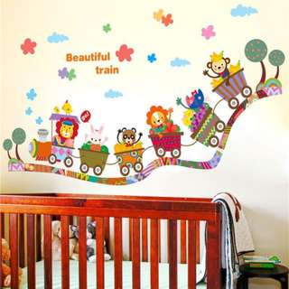 Instock 80*40cm Beautiful Train Wall Sticker For Toddler Baby Kids Room Decoration