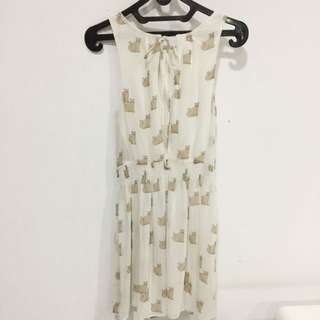 Zara Cat Pattern Backless Mini Dress