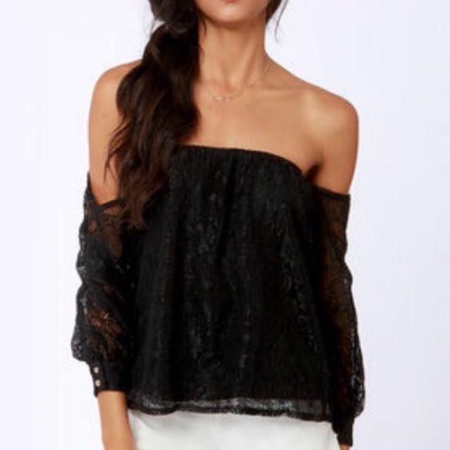 black lace off the shoulder top