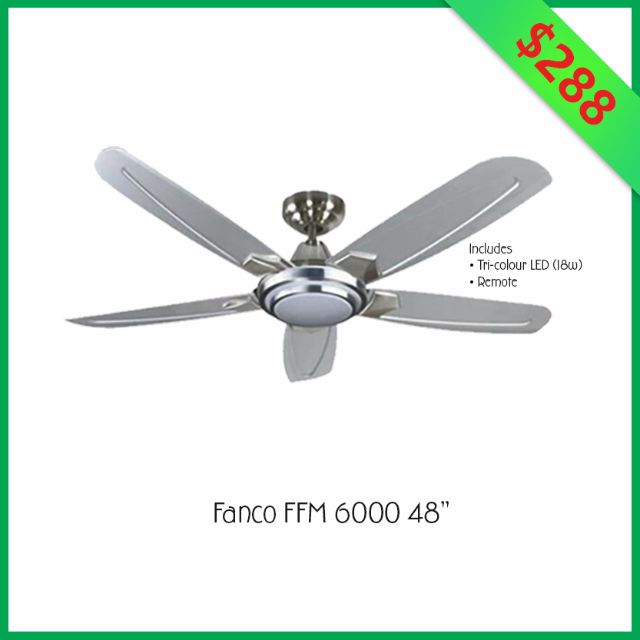 Fanco FFM 6000 Ceiling Fan + 3 colour LED light & Remote Control