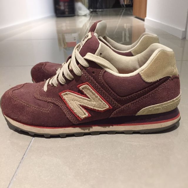 new balance 574 mens burgundy