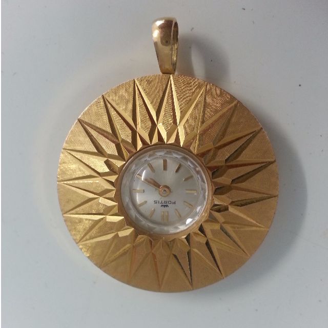 Circa 1960s Vintage Fortis Swiss Made Gold Plated Ladies Pendant - Swiss Made Pendant Watches Circa 1960s Vintage Fortis Swiss Made Gold Plated Ladies Pendant - Swiss Made Pendant Watches