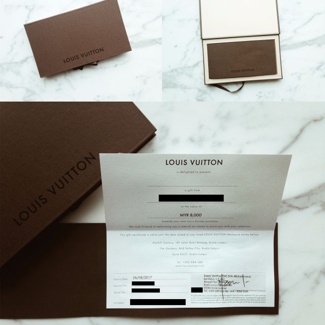 Louis Vuitton RM8000 Gift Certificate LV