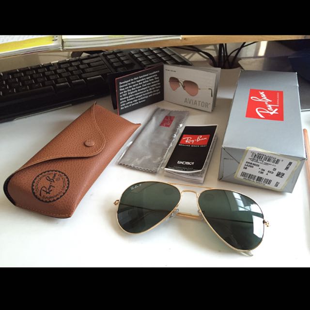 Rayban Aviator Green Classic G 15 Polarized Lenses Fesyen Pria Aksesoris Di Carousell