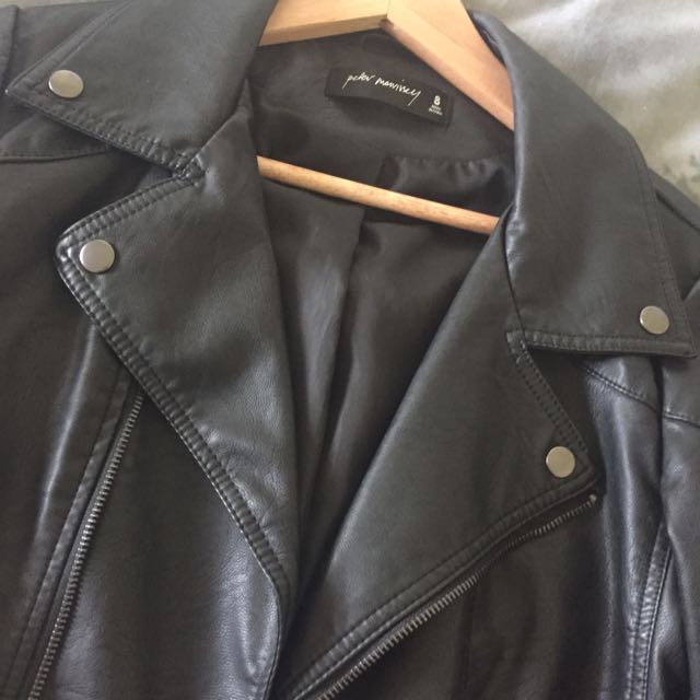Peter Morrissey Black Leather Biker Jacket, Women's Fashion, Clothes on ...