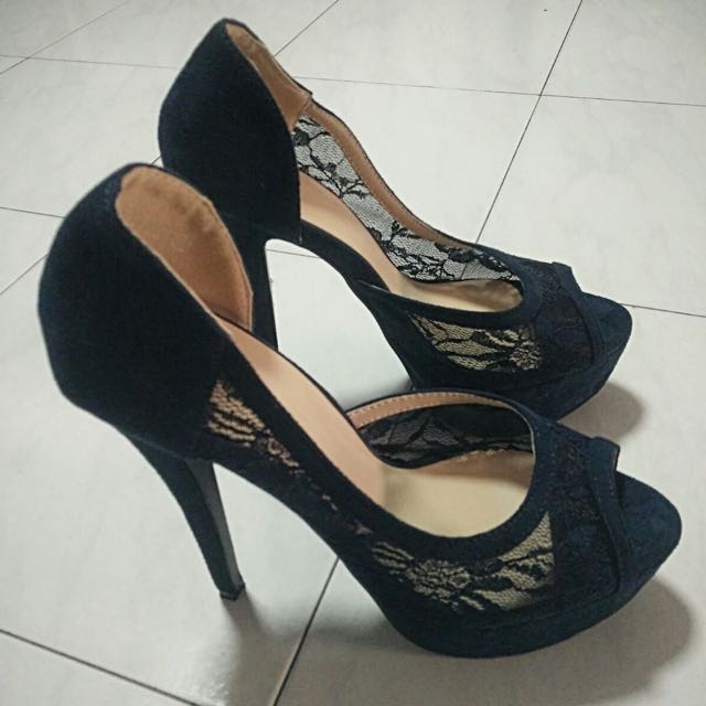 navy blue platform heels
