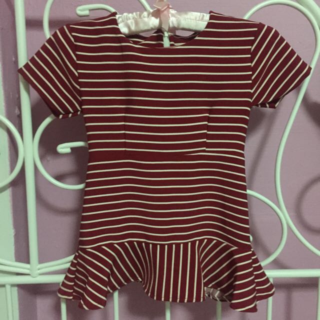 red and white striped peplum top