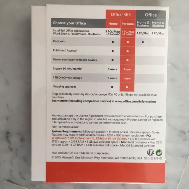 Microsoft Office 365 1 Year Personal Subscription, Everything Else on ...