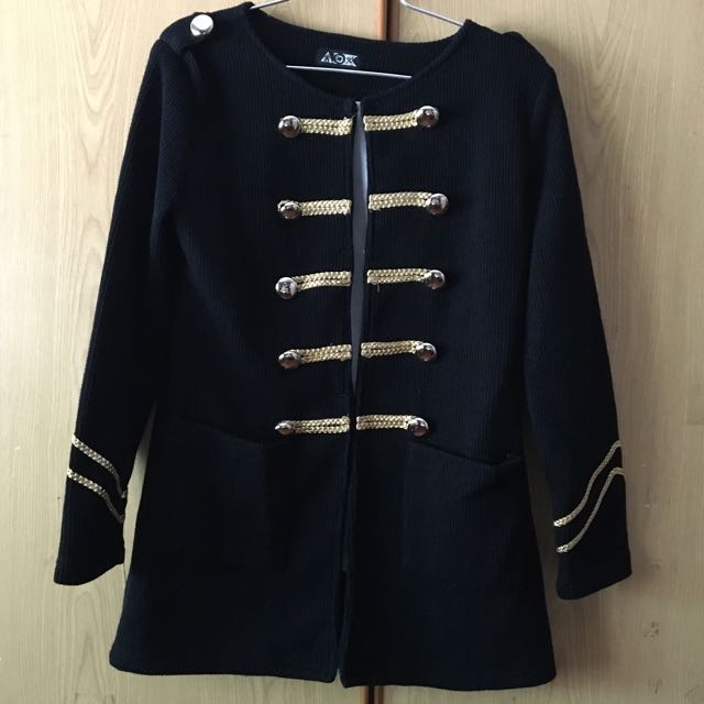 Navy Blue Military Jacket, Women's Fashion, Coats, Jackets and