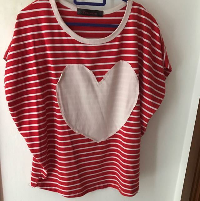 red and white heart shirt