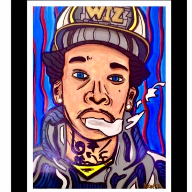 Wiz Khalifa Acrylic Painting On Birch Wood Entertainment J Pop