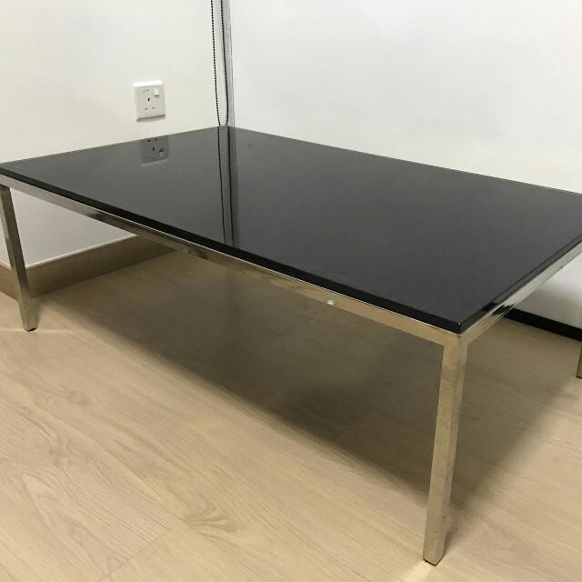 Black Glass Top Stainless Steel Coffee Table Furniture On Carousell