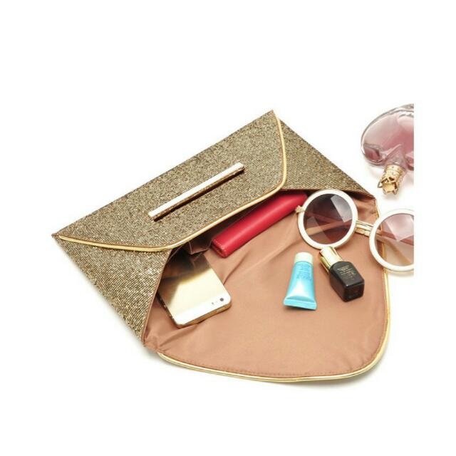 Golden Dinner Clutch, Women's Fashion, Bags & Wallets, Clutches on