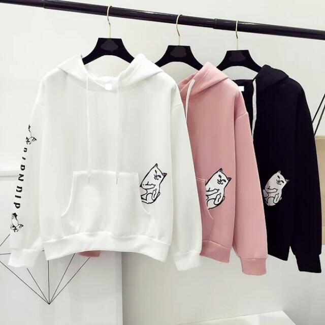 cat middle finger hoodie