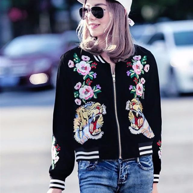 Tiger Stickerei Bomberjacke - Hip Hop Jacke Für Männer & Frauen