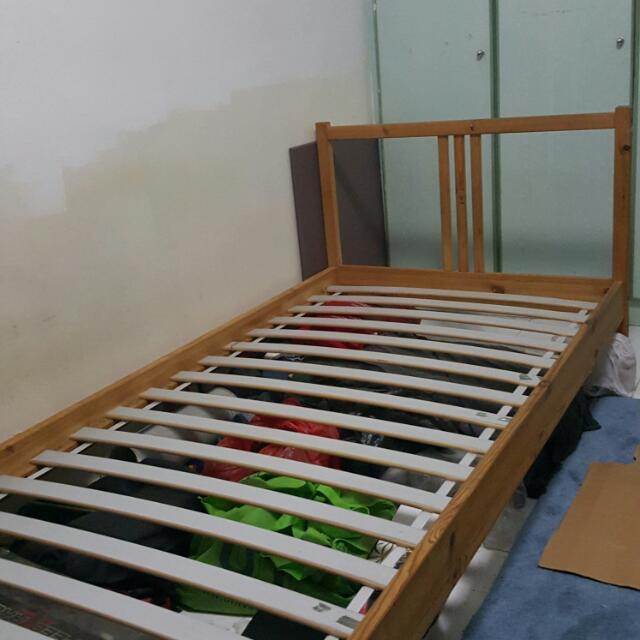 Ikea Wood Bed Frame RESERVE, Furniture & Home Living, Furniture, Bed