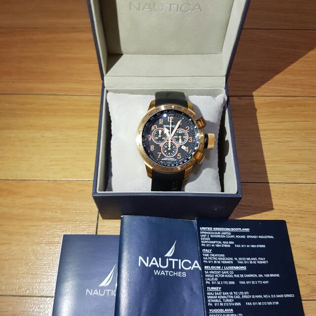 Nautica Rose Gold Chronograph Rubber Strap A 31506 G Fesyen Pria Jam Tangan Di Carousell