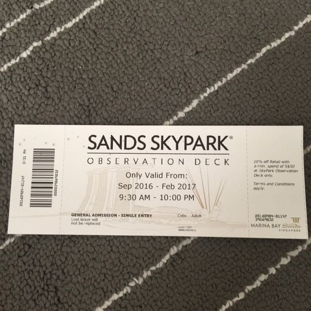Observation deck in sands skypark, Tickets & Vouchers, Local
