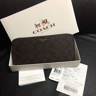 全新 COACH正品 咖啡經典長夾