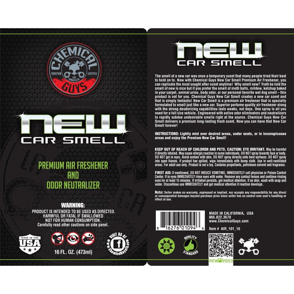 Chemical Guys New Car Smell Premium Air Freshener and Odor